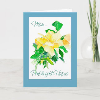 Gele Rose Birthday Kaart voor Mam: Welsh Greeting