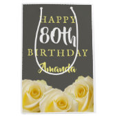 Gele Rose Bloem Bloemen 80e Verjaardag Medium Gi Medium Cadeauzakje (Voorkant)