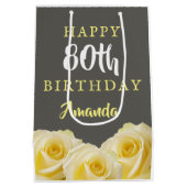 Gele Rose Bloem Bloemen 80e Verjaardag Medium Gi Medium Cadeauzakje (Achterkant)