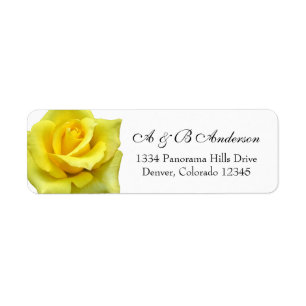 Gele Rose Bloem Bruiloft Retouradres Label