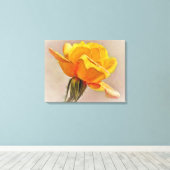 Gele Rose Bloem Kunst Canvas Print (Insitu (Houten vloer))