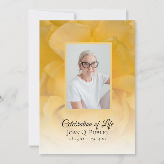 Gele Rose Bloem Viering van het Leven Kaart (Voorkant)