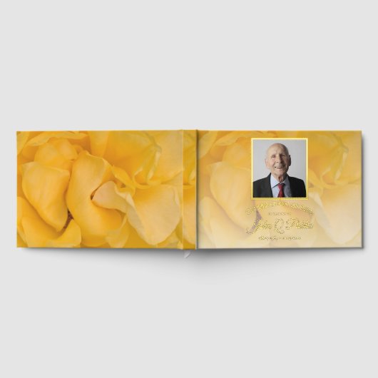 Gele Rose Bloem Viering van het Leven Memorial Gastenboek (Volledig)