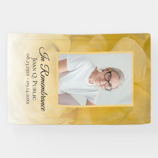 Gele Rose Bloemblaadjes Begrafenis Gedenkteken Spandoek (Horizontaal)