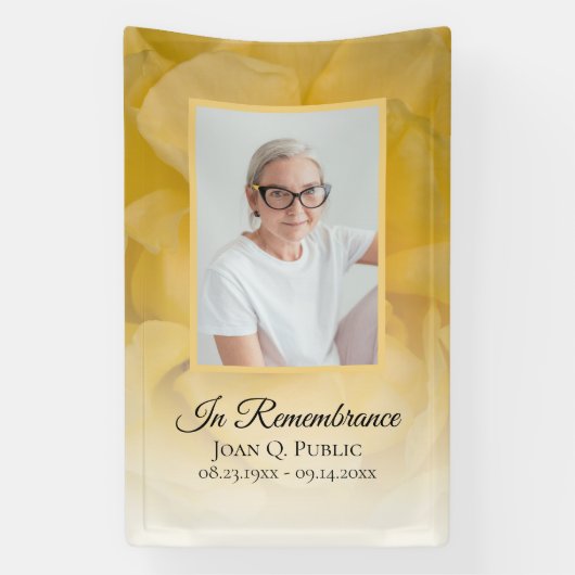 Gele Rose Bloemblaadjes Begrafenis Gedenkteken Spandoek (Verticaal)
