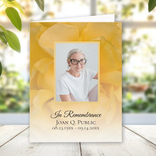 Gele Rose Bloemblaadjes Begrafenissympathie Bedankkaart