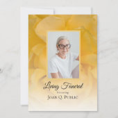 Gele Rose Bloemblaadjes Levend Uitvaartfeest Kaart (Voorkant)