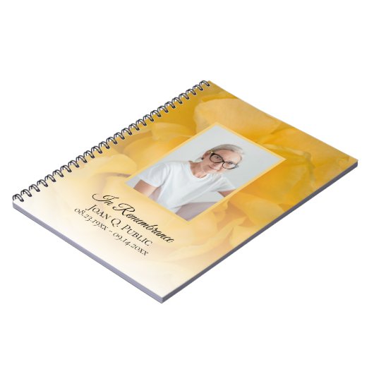 Gele Rose Bloemblaadjes Uitvaart Gastenboek Notitieboek (Linkerzijde)