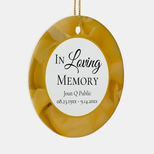 Gele Rose Bloemen Petals Memorial Keepsake Keramisch Ornament (Rechts)