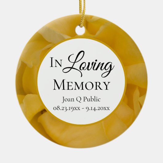 Gele Rose Bloemen Petals Memorial Keepsake Keramisch Ornament (Voorkant)