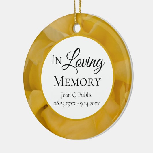 Gele Rose Bloemen Petals Memorial Keepsake Keramisch Ornament (Links)