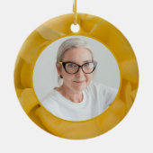 Gele Rose Bloemen Petals Memorial Keepsake Keramisch Ornament (Achterkant)