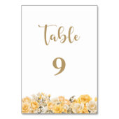 Gele Rose Bloemen Tafel Nummer Kaart (Achterkant)