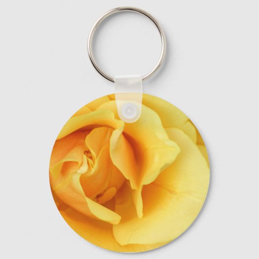 Gele Rose Blossom Sleutelhanger (Voorkant)