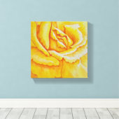 Gele Rose Canvas Afdruk (Insitu (Houten vloer))
