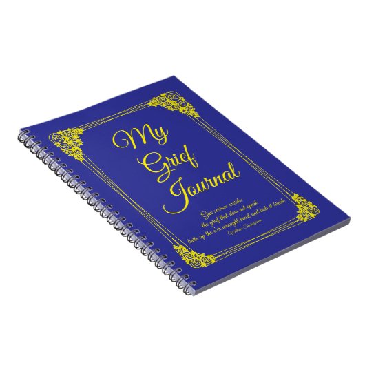 Gele Rose Cluster Grens op Blue Grief Journal Notitieboek (Rechterzijde)