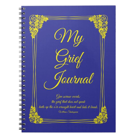 Gele Rose Cluster Grens op Blue Grief Journal Notitieboek (Voorkant)