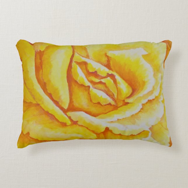 Gele Rose Decoratief Kussen (Voorkant)