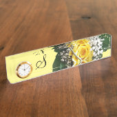 Gele Rose Desk Naamplaat Naambordje (Zijkant)