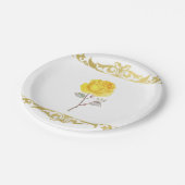 Gele Rose & Elegant Gold Birthday Party Papieren Bordje (Gekanteld)