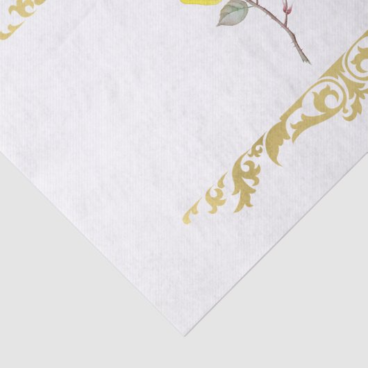 Gele Rose & Elegant Gold Birthday Party Tissuepapier (Detail)