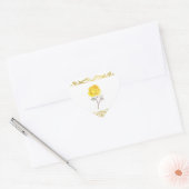 Gele Rose & Elegant Goud Verjaardagsfeestje Favor Hart Sticker (Envelop)