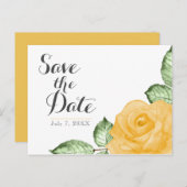 Gele Rose Elegante Bloemen Huwelijk Save the Date Aankondigingskaart (Voorkant / Achterkant)