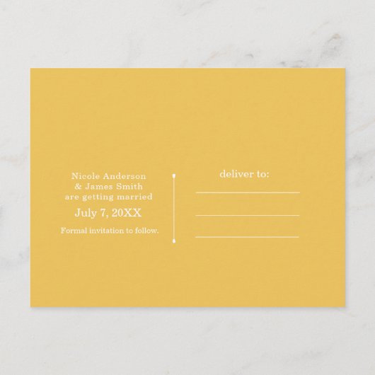 Gele Rose Elegante Bloemen Huwelijk Save the Date Aankondigingskaart (Achterkant)