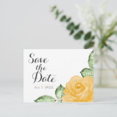 Gele Rose Elegante Bloemen Huwelijk Save the Date Aankondigingskaart (Staand voorkant)