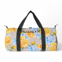 Gele Rose en Blauwe Hydrangea Floral Duffel Bag