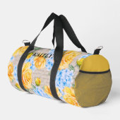 Gele Rose en Blauwe Hydrangea Floral Duffel Bag Plunjezak (Rechterhoek)