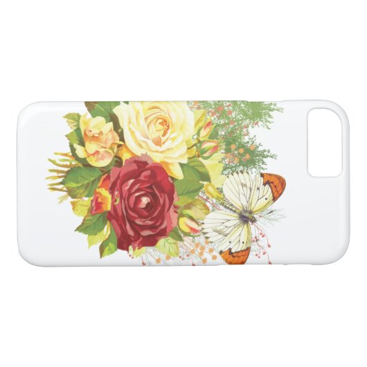 Gele Rose en een Butterly Case-Mate iPhone Case (Achterkant (Horizontaal))