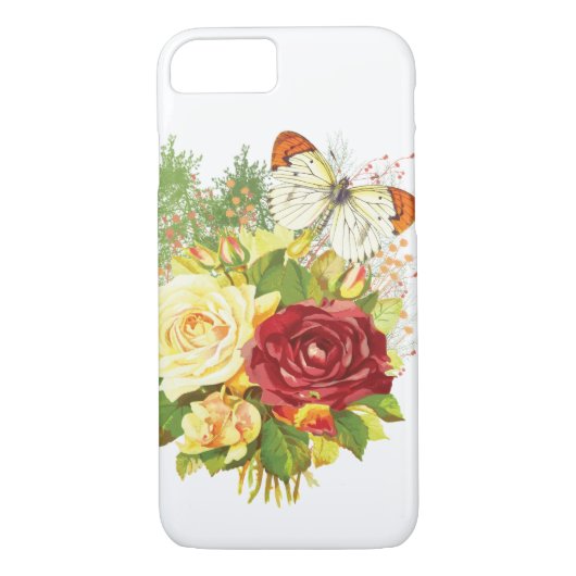 Gele Rose en een Butterly Case-Mate iPhone Case (Achterkant)