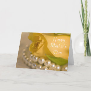Gele Rose en parelaars Happy Mothers Day Kaart