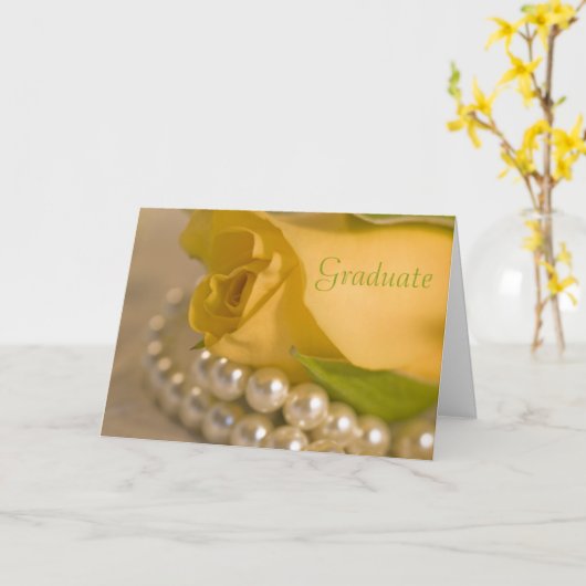Gele Rose en Pearls Afstuderen Gefeliciteerd Kaart (Gele Bloem)