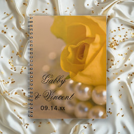 Gele Rose en White Pearls Wedding Guest Book Notitieboek