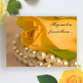 Gele Rose en White Pearls Wedding Invitation Kaart