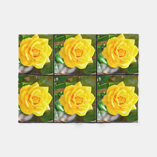 Gele Rose Fleece Blanket Deken (Voorkant (Horizontaal))