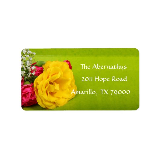 Gele Rose Floral Address Label (Voorkant)