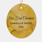 Gele Rose Floral Eerste Kerstmis Samen Keramisch Ornament (Links)