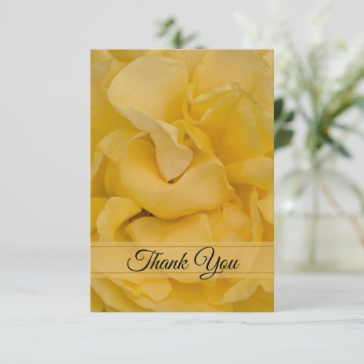 Gele Rose Floral Flat Dank je wel Kaart (Staand voorkant)