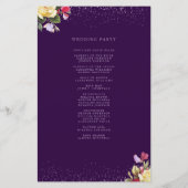 Gele Rose Floral Paars Wedding Programme (Achterkant)