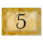 Gele Rose Floral Table Numbers Kaart (Achterkant)