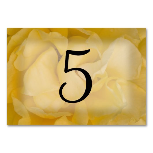 Gele Rose Floral Table Numbers Kaart (Achterkant)