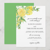 Gele Rose Floral Waterverf Wedding Kaart (Voorkant / Achterkant)