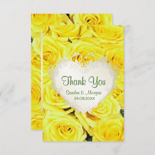 Gele Rose Floral Weddenschap Bedankt (Voorkant / Achterkant)