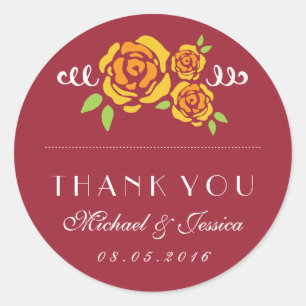 Gele Rose Floral Wedding Bedankt Sticker