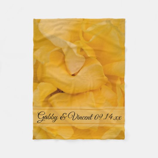 Gele Rose Floral Wedding Fleece Deken (Voorkant)