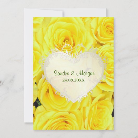 Gele Rose Floral Wedding Invitation Kaart (Voorkant)
