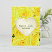 Gele Rose Floral Wedding Invitation Kaart (Staand voorkant)